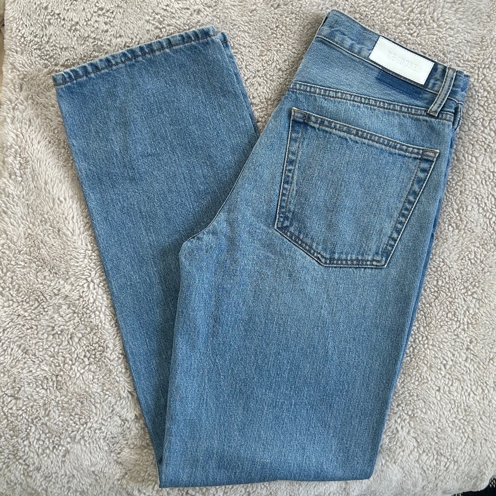 New Re/done Redone Long Loose Jeans 26 Wasted Indigo